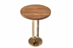 Runder Beistelltisch ELEGANCE 60cm messing Mangoholz Metall Aluminium massiv handmade