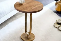 Runder Beistelltisch ELEGANCE 60cm messing Mangoholz Metall Aluminium massiv handmade