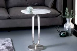 Runder Beistelltisch ELEGANCE 60cm silber Metall Aluminium handmade