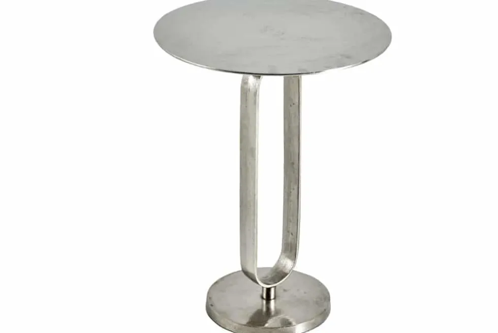 Runder Beistelltisch ELEGANCE 60cm silber Metall Aluminium handmade