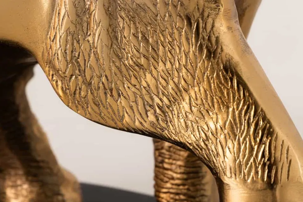 Runder Beistelltisch ELEPHANT 80cm gold Metall Glas Marmor Skulptur handmade