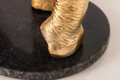 Runder Beistelltisch ELEPHANT 80cm gold Metall Glas Marmor Skulptur handmade