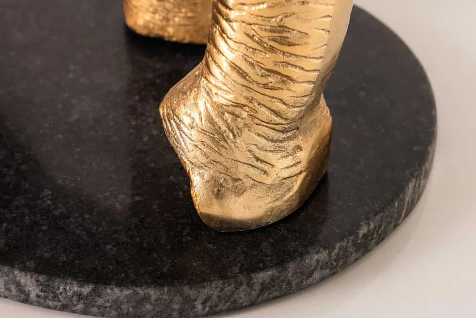 Runder Beistelltisch ELEPHANT 80cm gold Metall Glas Marmor Skulptur handmade