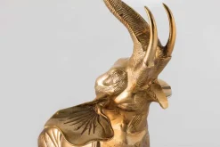 Runder Beistelltisch ELEPHANT 80cm gold Metall Glas Marmor Skulptur handmade