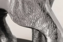 Runder Beistelltisch ELEPHANT 80cm silber Metall Glas Marmor Skulptur handmade