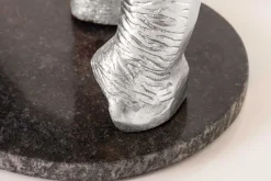 Runder Beistelltisch ELEPHANT 80cm silber Metall Glas Marmor Skulptur handmade