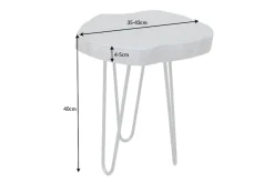 Runder Beistelltisch GOA 45cm grau Akazie Massivholz Baumscheibe Hairpin Legs Metall