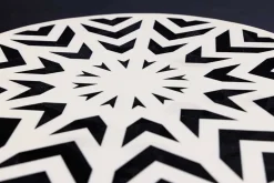 Runder Beistelltisch HARMONY NATURE 45cm weiß schwarz Mosaik Kunsthandwerk