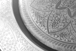 Runder Beistelltisch MARRAKESCH 40cm silber Teetisch abnehmbares Tablett klappbar