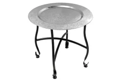 Runder Beistelltisch MARRAKESCH 40cm silber Teetisch abnehmbares Tablett klappbar