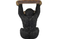 Runder Beistelltisch MONKEY 55cm schwarz grau Affen-Skulptur handmade