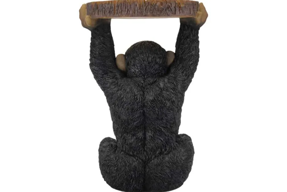 Runder Beistelltisch MONKEY 55cm schwarz grau Affen-Skulptur handmade