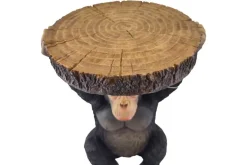 Runder Beistelltisch MONKEY 55cm schwarz grau Affen-Skulptur handmade
