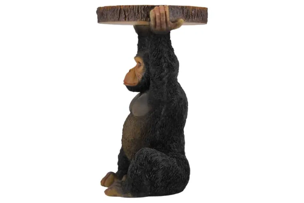 Runder Beistelltisch MONKEY 55cm schwarz grau Affen-Skulptur handmade