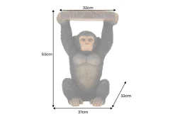 Runder Beistelltisch MONKEY 55cm schwarz grau Affen-Skulptur handmade