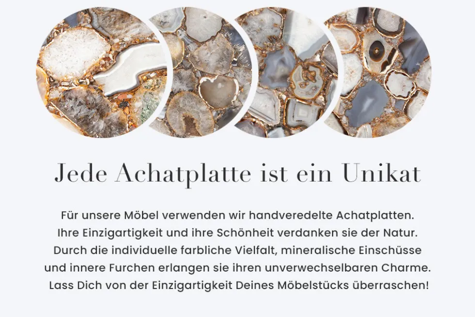 Runder Beistelltisch NOBLE I 35cm Edelstein Achat klappbar goldenes Metallgestell