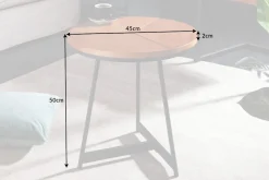 Runder Beistelltisch OAK ELEGANCE 45cm Eiche-Design schwarzes Metallgestell