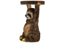 Runder Beistelltisch SLOTH 50cm grau braun Faultier-Skulptur handmade