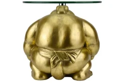 Runder Beistelltisch SUMO 30cm gold Skulptur handmade