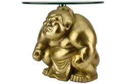 Runder Beistelltisch SUMO 30cm gold Skulptur handmade