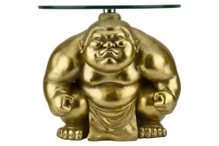 Runder Beistelltisch SUMO 30cm gold Skulptur handmade