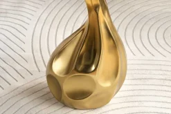 Runder Beistelltisch TEAR 60cm gold weiß mit Marmor-Tischplatte handmade