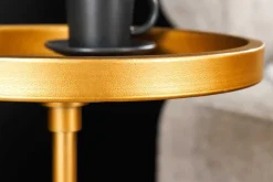 Runder Beistelltisch TRAYFUL 60cm gold Eisen weiß Marmorfuß handmade