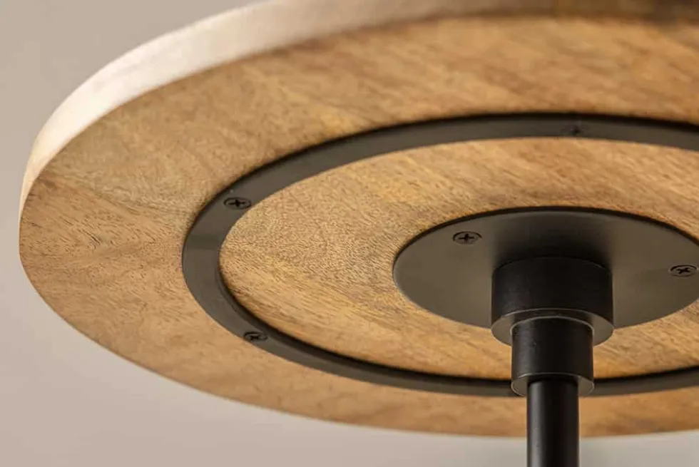 Runder Beistelltisch TRAYFUL 55cm natur Mangoholz Massivholz Marmorfuß Metall schwarz