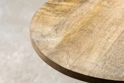 Runder Beistelltisch TRAYFUL 55cm natur Mangoholz Massivholz Marmorfuß Metall schwarz