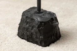 Runder Beistelltisch TRAYFUL 55cm natur Mangoholz Massivholz Marmorfuß Metall schwarz