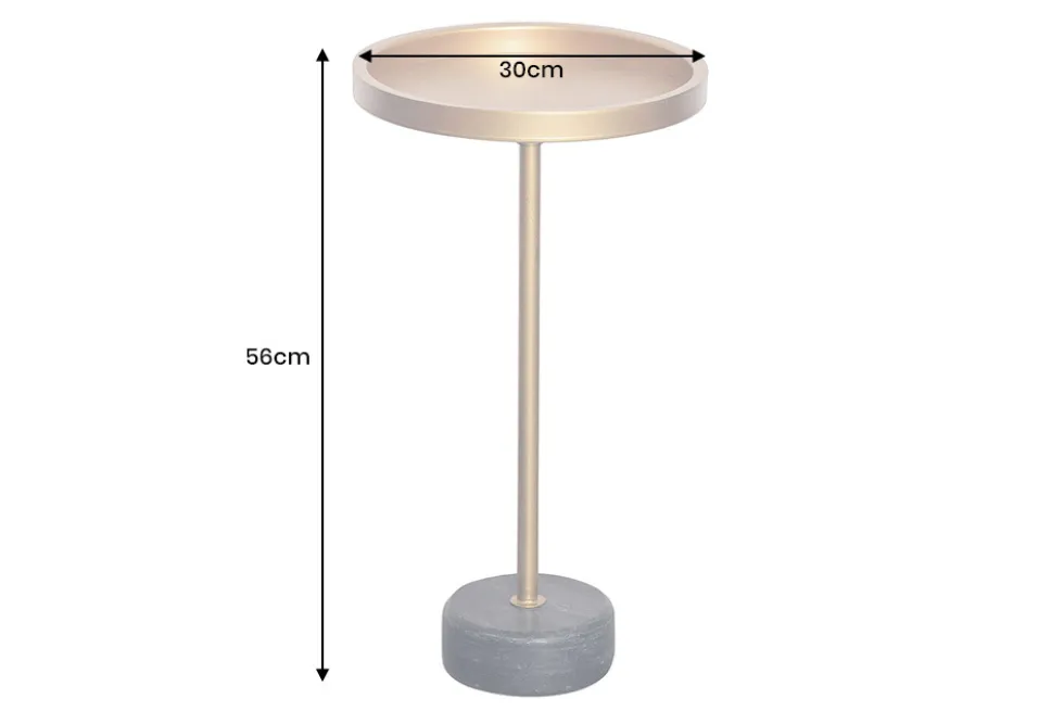 Runder Beistelltisch TRAYFUL 60cm gold Eisen schwarzer Marmorfuß handmade