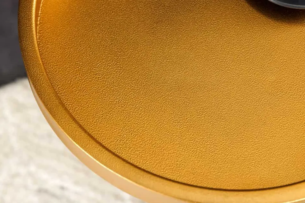 Runder Beistelltisch TRAYFUL 60cm gold Eisen schwarzer Marmorfuß handmade