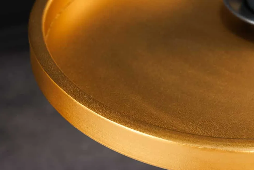 Runder Beistelltisch TRAYFUL 60cm gold Eisen schwarzer Marmorfuß handmade