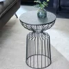 Runder Beistelltisch VARIATION 55cm schwarz Eisen Metallgestell handmade