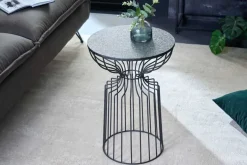 Runder Beistelltisch VARIATION 55cm schwarz Eisen Metallgestell handmade