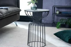 Runder Beistelltisch VARIATION 55cm schwarz Eisen Metallgestell handmade