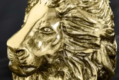 Runder Beistelltisch WILDLIFE LION 60cm gold antik Metall Glas Löwen Skulptur