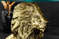 Runder Beistelltisch WILDLIFE LION 60cm gold antik Metall Glas Löwen Skulptur