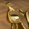Runder Beistelltisch WILDLIFE PEACOCK 60cm gold Glasplatte Metall Pfauen-Skulptur