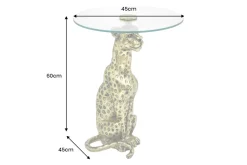 Runder Beistelltisch WILDLIFE PANTHER 60cm gold antik Metall Glas Skulptur handmade