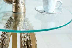 Runder Beistelltisch WILDLIFE OCTOPUS 70cm messing gold Metall Glas Skulptur handmade
