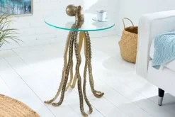 Runder Beistelltisch WILDLIFE OCTOPUS 70cm messing gold Metall Glas Skulptur handmade