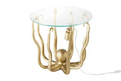 Runder Beistelltisch WILDLIFE OCTOPUS 50cm gold Skulptur Glas