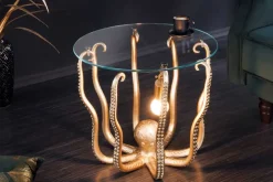 Runder Beistelltisch WILDLIFE OCTOPUS 50cm gold Skulptur Glas