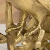 Runder Beistelltisch WILDLIFE PEACOCK 75cm gold antik weiß Metall Marmor Pfauen-Skulptur