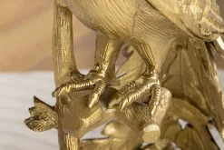 Runder Beistelltisch WILDLIFE PEACOCK 75cm gold antik weiß Metall Marmor Pfauen-Skulptur