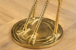 Runder Beistelltisch WILDLIFE CRANE 55cm gold Glas Kranich-Skulptur handmade
