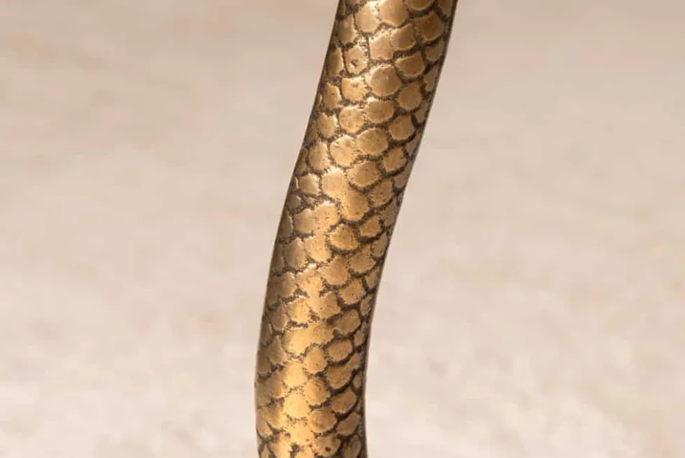 Runder Beistelltisch WILDLIFE SNAKE 65cm kupfer antik Metall Glas handmade