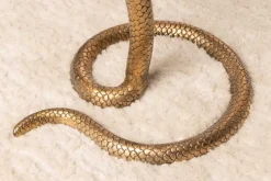 Runder Beistelltisch WILDLIFE SNAKE 65cm kupfer antik Metall Glas handmade