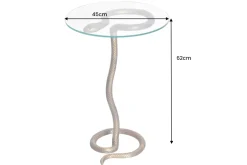 Runder Beistelltisch WILDLIFE SNAKE 65cm kupfer antik Metall Glas handmade